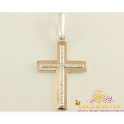 Серебряный Крест 925 проба. Крест с вставкой золота 375 пробы, 3,01 грамма 023910